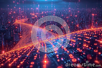 Abstract Colourful Wave Background, Data Transfer concept. Generative AI Stock Photo