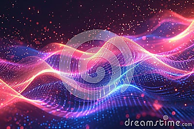 Abstract Colourful Wave Background, Data Transfer concept. Generative AI Stock Photo