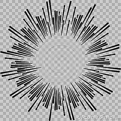 Abstract comic book flash explosion radial lines background. Vector illustration for superhero design. Bright black white light st Vector Illustration