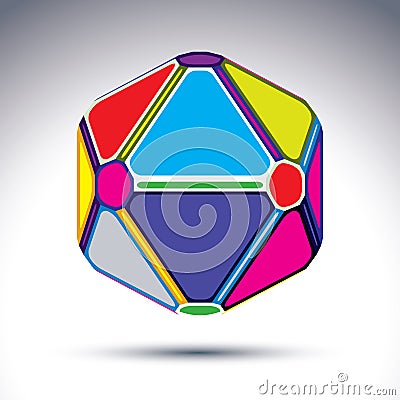 Abstract complex 3d ball with treasure effect. Bright sphere wit Vector Illustration