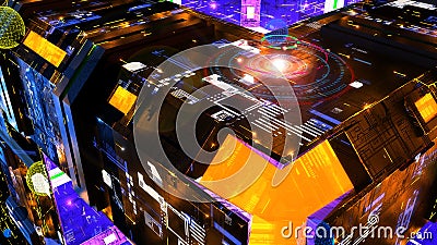 Abstract complex technology background with luminous elements. 3D render Stock Photo