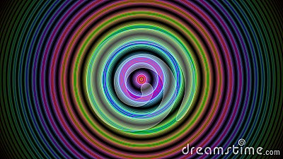 Abstract composition of bright diverging circles on a dark backgroundr, computer graphics,3D rendering, fractal Stock Photo