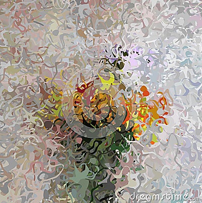 Abstract composition characterized by a dynamic swirl of colors and forms. Stock Photo