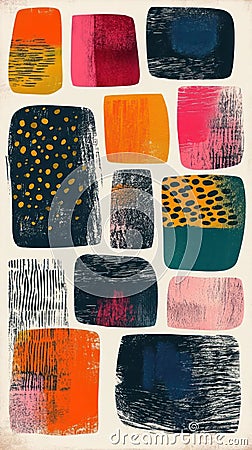 Abstract composition of colorful shapes and patterns, creating a modern art aesthetic Stock Photo