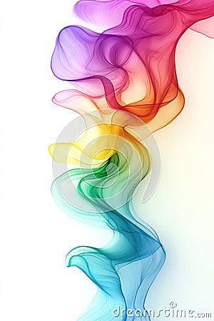 This abstract composition features iridescent rainbow waves with smooth transitions and soft metallic textures, set Stock Photo