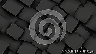 An abstract composition features various black metal tiles showcasing unique textures and forms, enhancing depth and Stock Photo