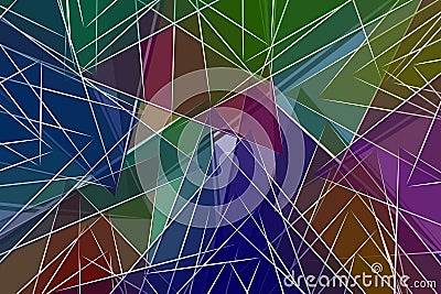 Abstract composition featuring intersecting lines and various triangles in a dynamic, overlapping arrangement. Stock Photo