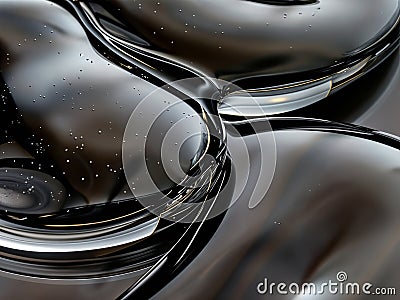 Abstract composition featuring reflective mercury, forming intriguing shapes and patterns with a metallic sheen Stock Photo
