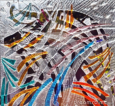 Abstract composition made of colored glass by fusing technology Stock Photo