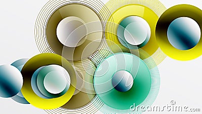 Abstract composition of overlapping circles with smooth gradients and transparency effects. Clean and modern design Vector Illustration