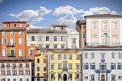 Abstract composition of typical old Italian buildings Italy - Pisa - concept image watercolor effect Stock Photo