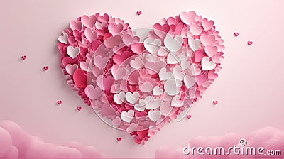 abstract composition with volumetric hearts in pink colors, modern, in romantic style, multilayer, banner. creative Stock Photo