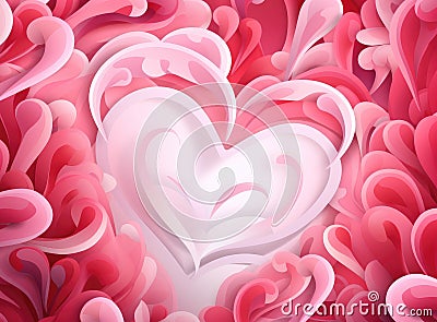 abstract composition with volumetric hearts in pink colors, modern, in romantic style, multilayer, banner. creative Stock Photo