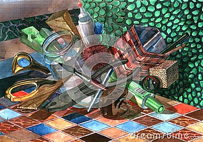 Abstract compsition with objects Stock Photo