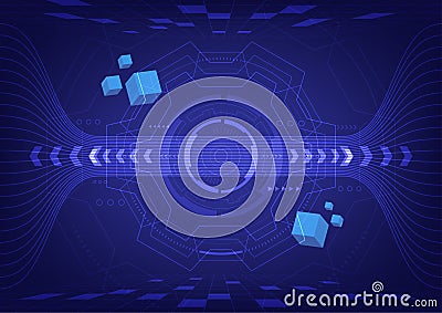 Abstract computer brain. 3D visualization processing technology Vector Illustration