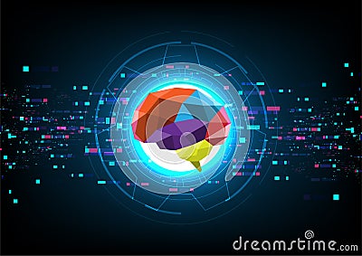 Abstract computer brain algorithm technology. Internet network communication Vector Illustration