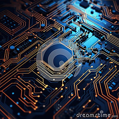 Abstract computer circuit board wallpaper background created with Generative AI Stock Photo