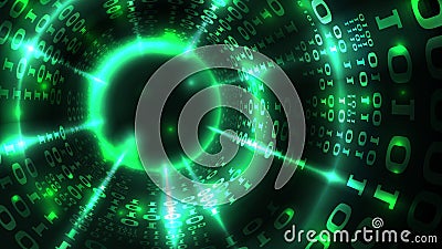 Abstract computer data background matrix binary code, data stream, abstract link. Hacking computer system, database, internet Vector Illustration