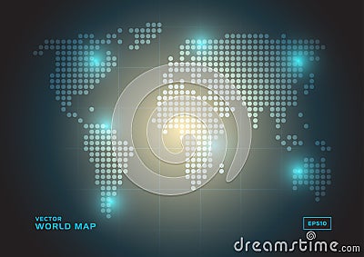 World map of round dots. Vector Illustration