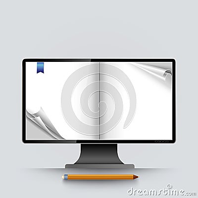 Abstract computer screen empty curled pages vector Vector Illustration