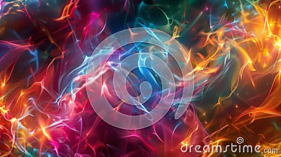 Abstract computergenerated image of a colorful glowing wave in a dark sky Stock Photo