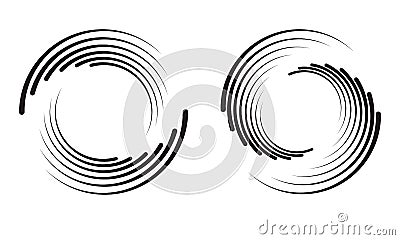 Abstract concentric circle. Segmented circles with rotation Vector Illustration