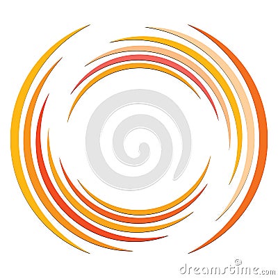 Abstract concentric circle. Spiral, swirl, twirl element. Circular and radial lines volute, helix. Segmented circle with rotation Vector Illustration