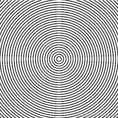 Abstract concentric circles texture in black and white colors, background pattern in modern style. Vector Illustration