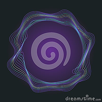 Abstract concentric involute vivid colors circles on dark violet Stock Photo