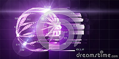 Abstract concept of analysis spherical array data. Glowing sphere with blurred lines and lens effects. Big data. Banner for Stock Photo