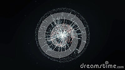Abstract concept of electric power. Animation. Beautiful abstract lightning and bright light in energy ball with zippers Stock Photo