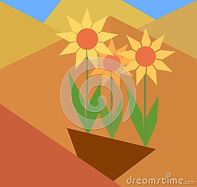 Abstract concept of flat flowers Vector Illustration