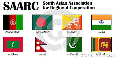 Abstract concept image with flags of SAARC South Asian Association for Regional Cooperation nations Stock Photo