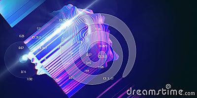 Abstract concept of layered analysis of a spherical data. Big data. Noise sphere cut on color layers with blurred lines and lens Stock Photo