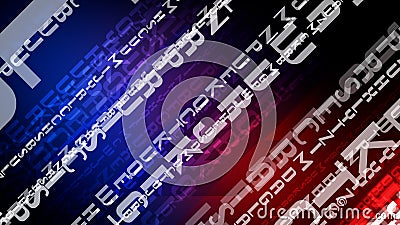 Abstract concept letters blue red encoded composition of dynamic letters in typographic chaos, shifting typography pattern Stock Photo