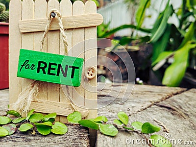 Abstract Concept - for RENT text concept in vintage background. Stock photo. Stock Photo