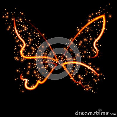 Abstract conceptual design - a fiery butterfly shape. Vector Illustration
