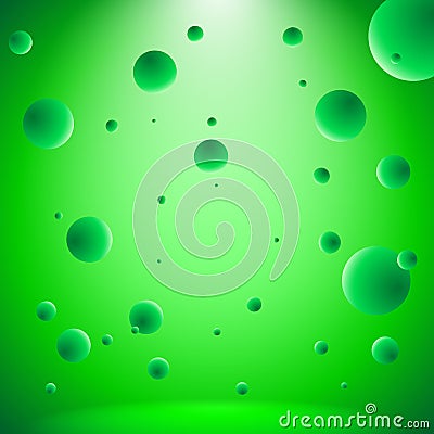 Abstract conceptual room with flying lightened balls Vector Illustration