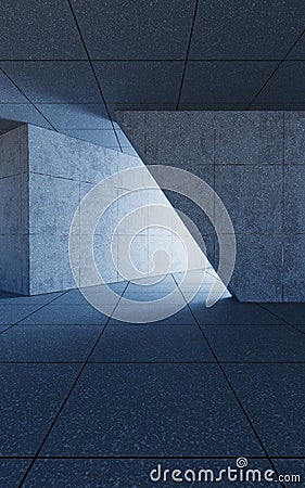 Abstract concrete buildings with open background, 3d rendering Stock Photo