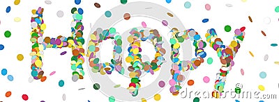 Abstract Confetti Word - Happy Letter - Colorful Panorama Vector Vector Illustration