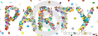 Abstract Confetti Word - PARTY Letter - Colorful Panorama Vector Vector Illustration