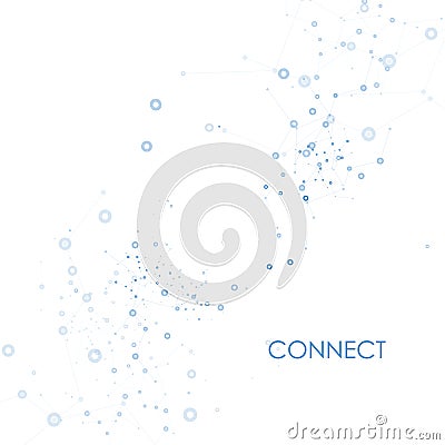 Abstract connect background with dots and lines. Molecule structure. Vector Illustration