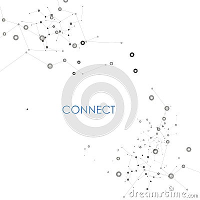 Abstract connect background with dots and lines. Molecule structure. Vector Illustration