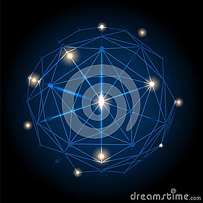 Abstract connect sphere with shining elements Vector Illustration