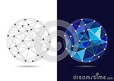 Abstract Connected Blue Globe - Vector Illustration Vector Illustration