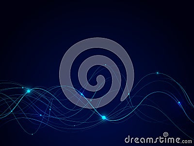 Abstract connecting lines and dots on dark background. Technology connection futuristic concept. Vector illustration Vector Illustration