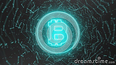 Abstract connection dots with bitcoin sign Stock Photo