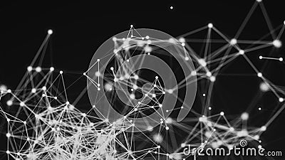 Abstract connection dots. Technology background. Digital drawing black and white theme. Network concept Stock Photo