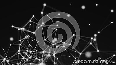 Abstract connection dots. Technology background. Digital drawing black and white theme. Network concept Stock Photo