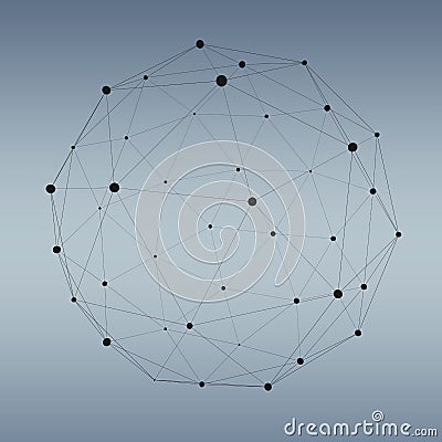 Abstract connection web sphere with spot and lines 3D rendering Stock Photo